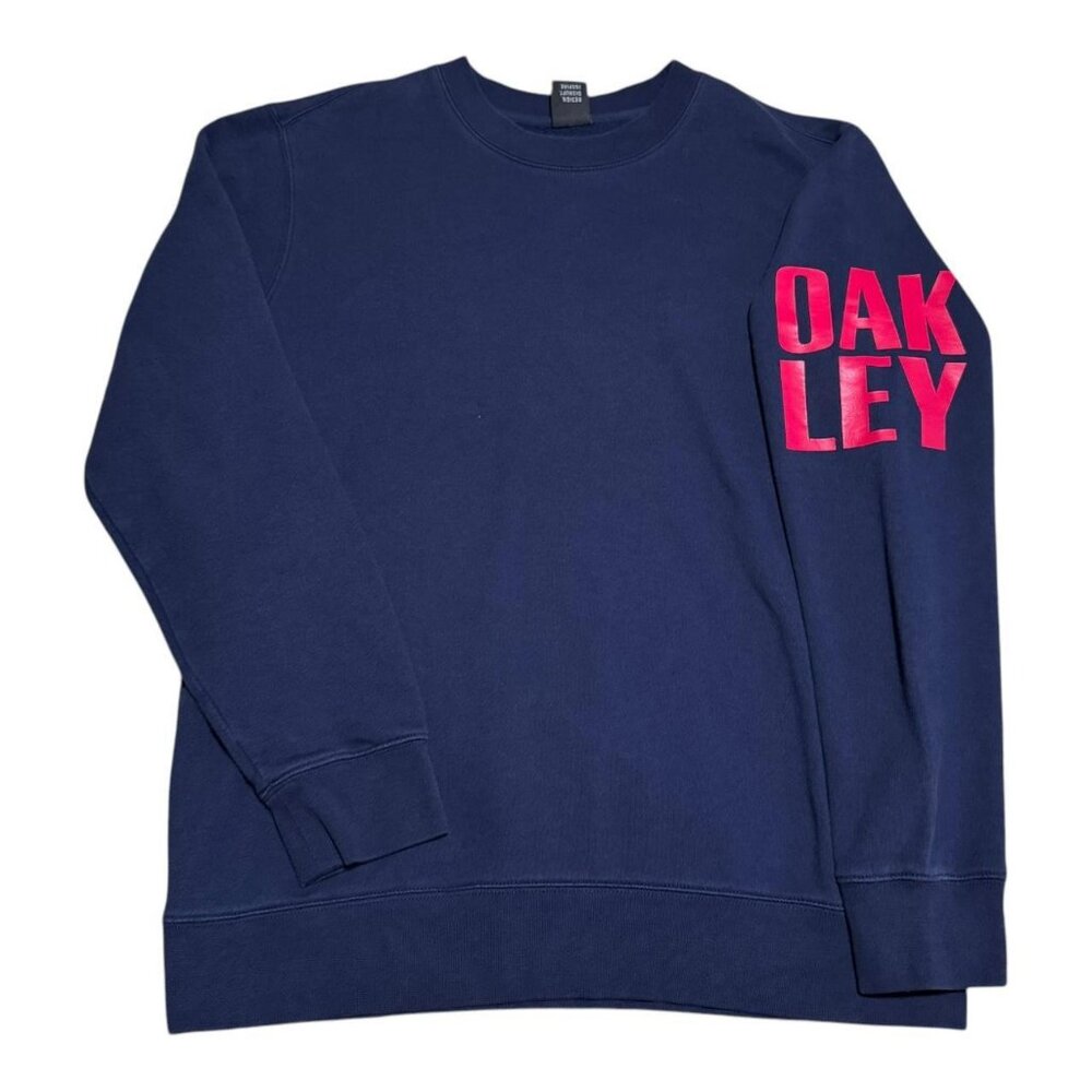 Oakley Cotton Navy Blue Arm Logo Crewneck Sweatshirt Adult Large